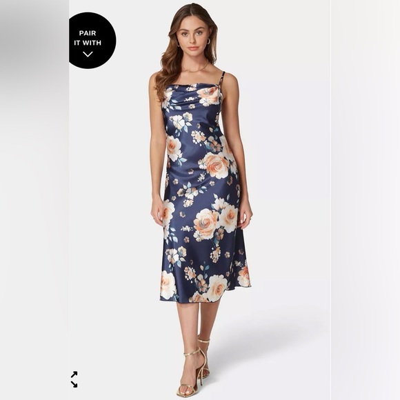 Bebe | Floral Satin Slip Midi Dress - Picture 8 of 8